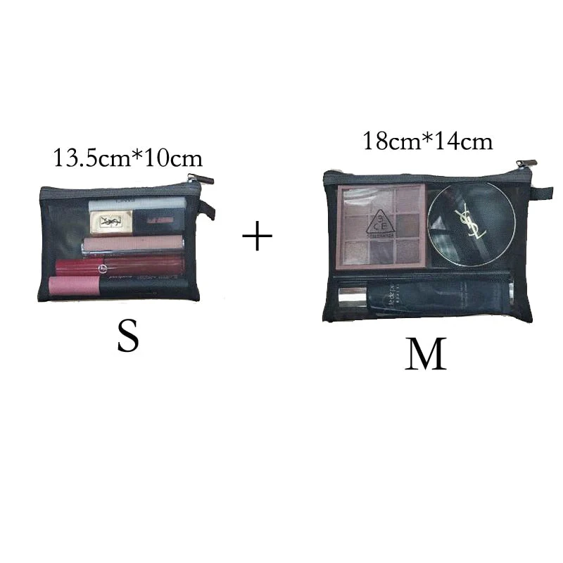 deanwangkt  Mini Mesh Cosmetic Bag Women Portable Lipstick Bag Makeup Bag One Set Makeup Pouch Toiletry Bag Necessarie Feminina Kosmetyczka - Deanwangkt