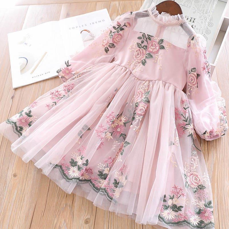 deanwangkt Elegant Flower Girls Dress Wedding Party Princess Dress Casual Kids Clothes Lace Long Sleeves Dress Children's Vestidos For 3-8T - Deanwangkt