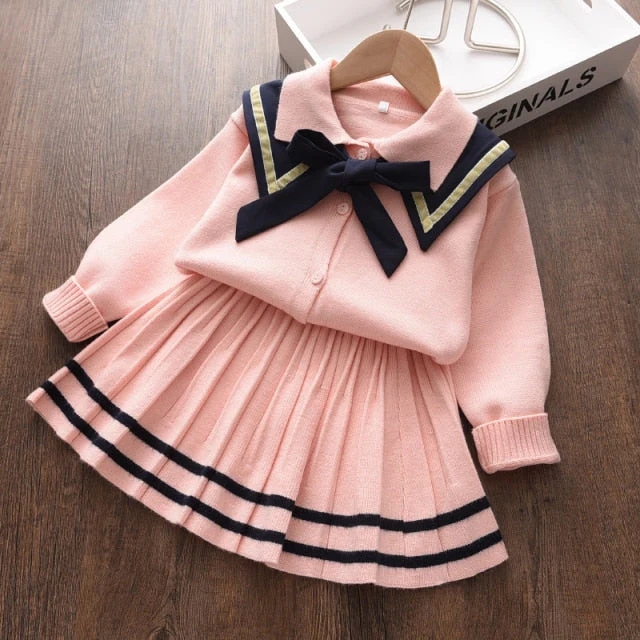deanwangkt Bear Leader Kids Christmas Sweet Knitwear Suits Girls Baby Plaid Sweaters Coats Suspender Dress Outfits Princess Clothes Sets - Deanwangkt