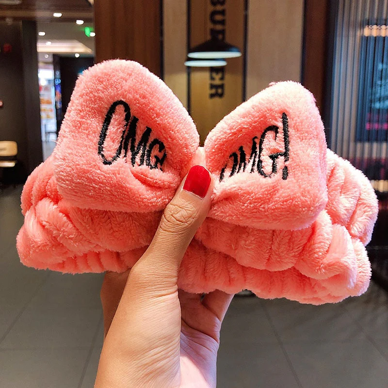 Wash Face Hair Holder Hairbands Soft Warm Coral Fleece Bow Animal Ears Headband For Women Girls Turban Fashion Hair Accessories - Deanwangkt