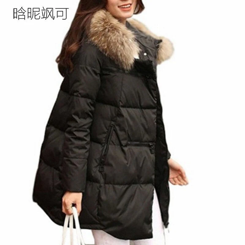 deanwangkt Women Parkas Long Thick Warm Jacket Hooded Fur Zipper Yellow Elegant Ladies Coats Solid Female clothing Parka Femme - Deanwangkt