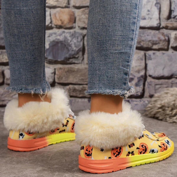 deanwangkt - Black Casual Patchwork Frenulum Printing Round Keep Warm Comfortable Out Door Shoes - Deanwangkt