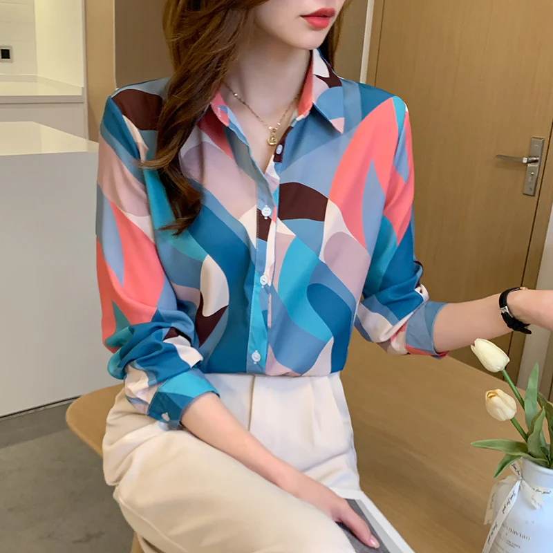 deanwangkt printing ladies shirts Women's chiffon Blouses Spring Autumn Long Sleeve Shirts Tops Blusas Mujer - Deanwangkt