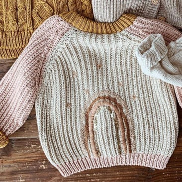 EnkeliBB Baby  Winter Kniting Coat and Hat Sweaters Lovely Rainbow Pattern Kids Girls Sweaters Baby Warm Brand Clohes - Deanwangkt