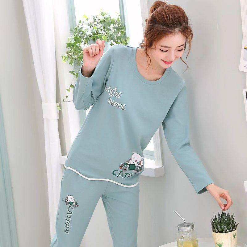 deanwangkt Women Pajamas Set Girl Sleepwear Pijama Long Women Pyjamas Suit Female Clothing Set  Nightwear - Deanwangkt