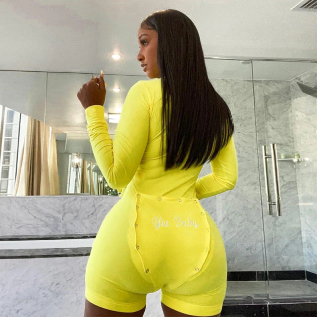 LANFIBEISI hirigin Women Autumn Winter Long Sleeve Letter Print Bodycon Sportswear Romper Playsuit Jumpsuit Fall Clothes Streetwear - Deanwangkt