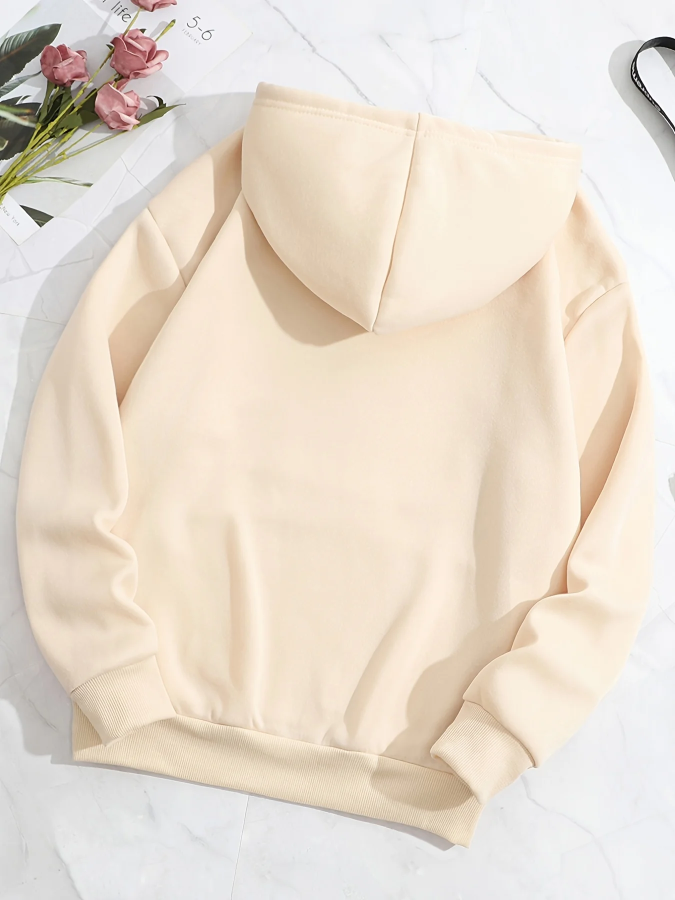 Simple Drawstring Loose Hoodie, Casual Hooded Fashion Long Sleeve Sweatshirt, Women's Clothing - Deanwangkt