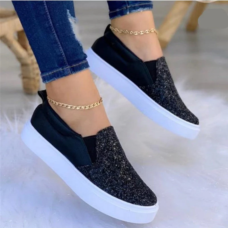 deanwangkt - Black Casual Patchwork Round Comfortable Flats Shoes - Deanwangkt