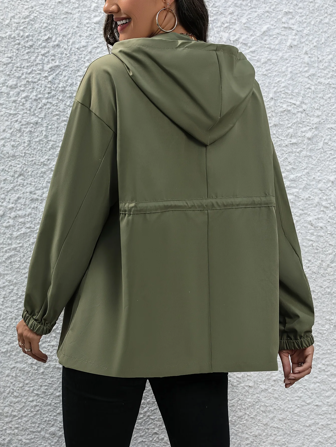 Zip Front Hooded Trench Coat, Casual Long Sleeve Coat For Fall & Winter, Women's Clothing - Deanwangkt