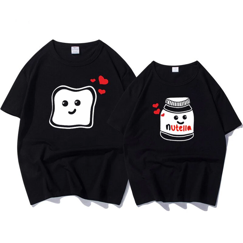 Wenkouban Funny New Couple Clothes Summer Tees Women T-Shirt Cotton Print Nutella T Shirt Women Tops Couple Harajuku T Shirts - Deanwangkt