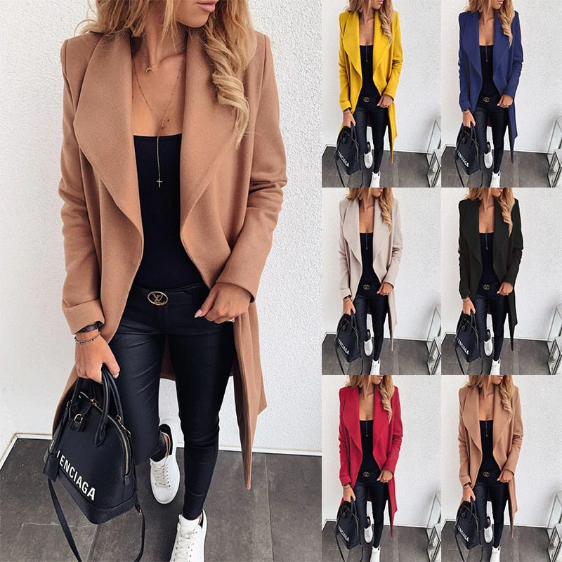 deanwangkt Korean Women's Overcoat Jacket Coats Autumn and Winter Long  XXXL Winter Coat Women Sashes Slim Long Trench Female Women - Deanwangkt