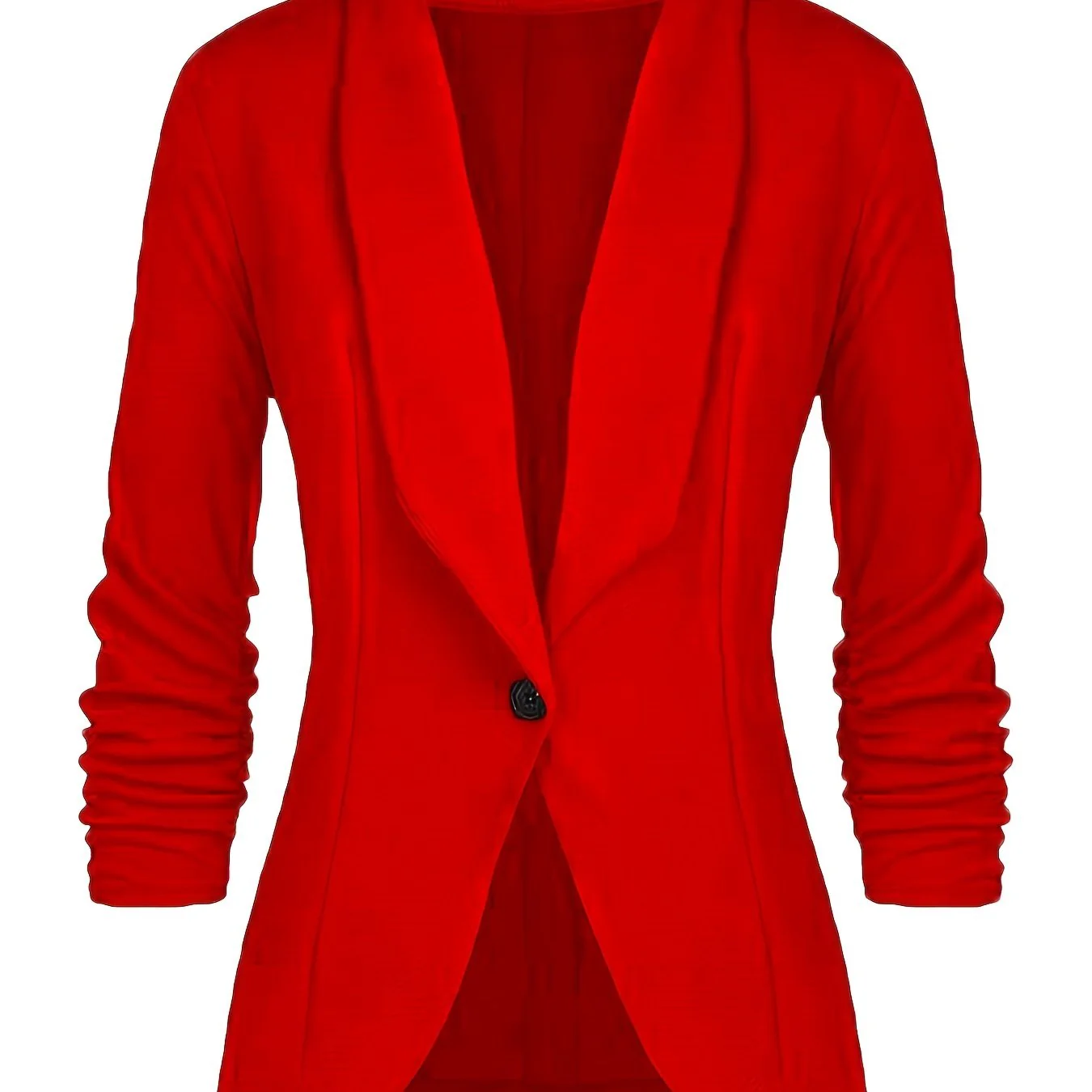 deanwangkt-1 Solid Lapel Long Sleeve Blazer Jacket, Casual Commuter Office Lightweight Outerwear, Women's Clothing - Deanwangkt