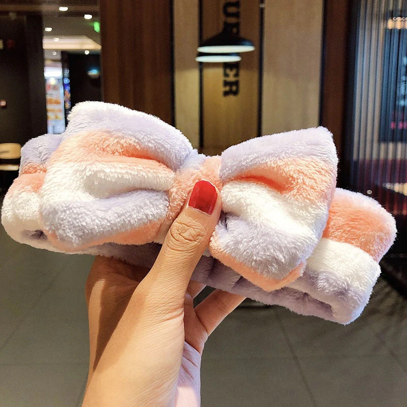 Wash Face Hair Holder Hairbands Soft Warm Coral Fleece Bow Animal Ears Headband For Women Girls Turban Fashion Hair Accessories - Deanwangkt