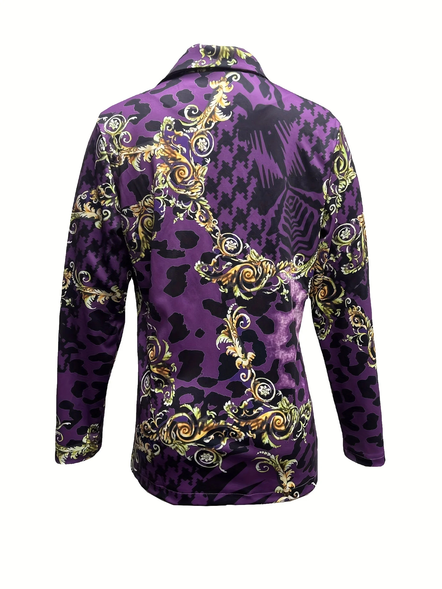 deanwangkt-1 Full Printed Lapel Blazer, Casual Open Front Long Sleeve Outerwear, Women's Clothing - Deanwangkt