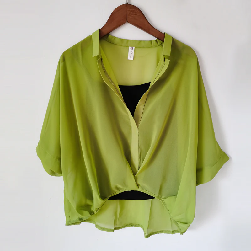 deanwangkt Two Piece Set Leopard Chiffon Shirts Summer Half Sleeve Loose V-Neck Women Casual Blouse Sexy Casual Striped Tops 19483 - Deanwangkt