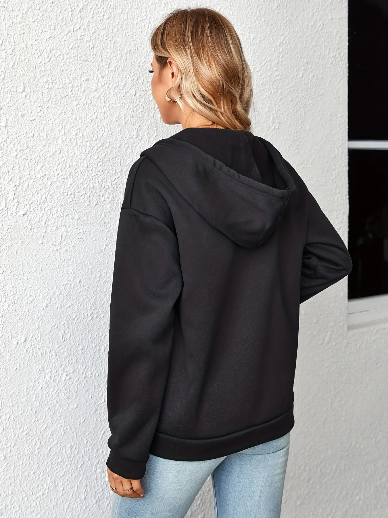 deanwangkt-1  Kangaroo Pocket Zipper Up Hoodie, Casual Long Sleeve Drawstring Hoodies Sweatshirt, Women's Clothing - Deanwangkt