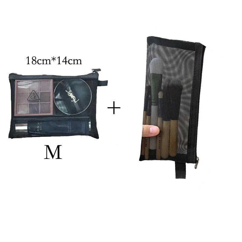 deanwangkt  Mini Mesh Cosmetic Bag Women Portable Lipstick Bag Makeup Bag One Set Makeup Pouch Toiletry Bag Necessarie Feminina Kosmetyczka - Deanwangkt