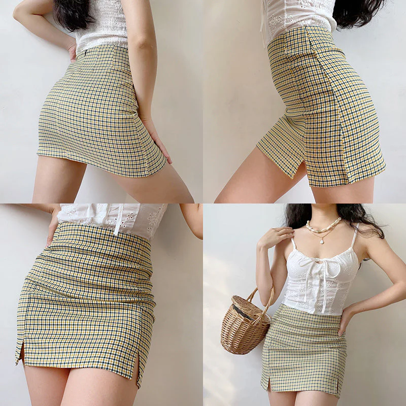deanwangkt - Olive Check Mini Skirt - Deanwangkt