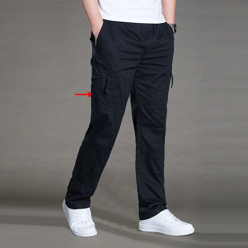 DEANWANGKT Mens Vintage Hip Hop Style Baggy Jeans Men's Casual Trousers Cotton Overalls Elastic Waist Full Len Multi-Pocket Plus Fertilizer Men's Clothing Big Size Cargo Pants - Deanwangkt