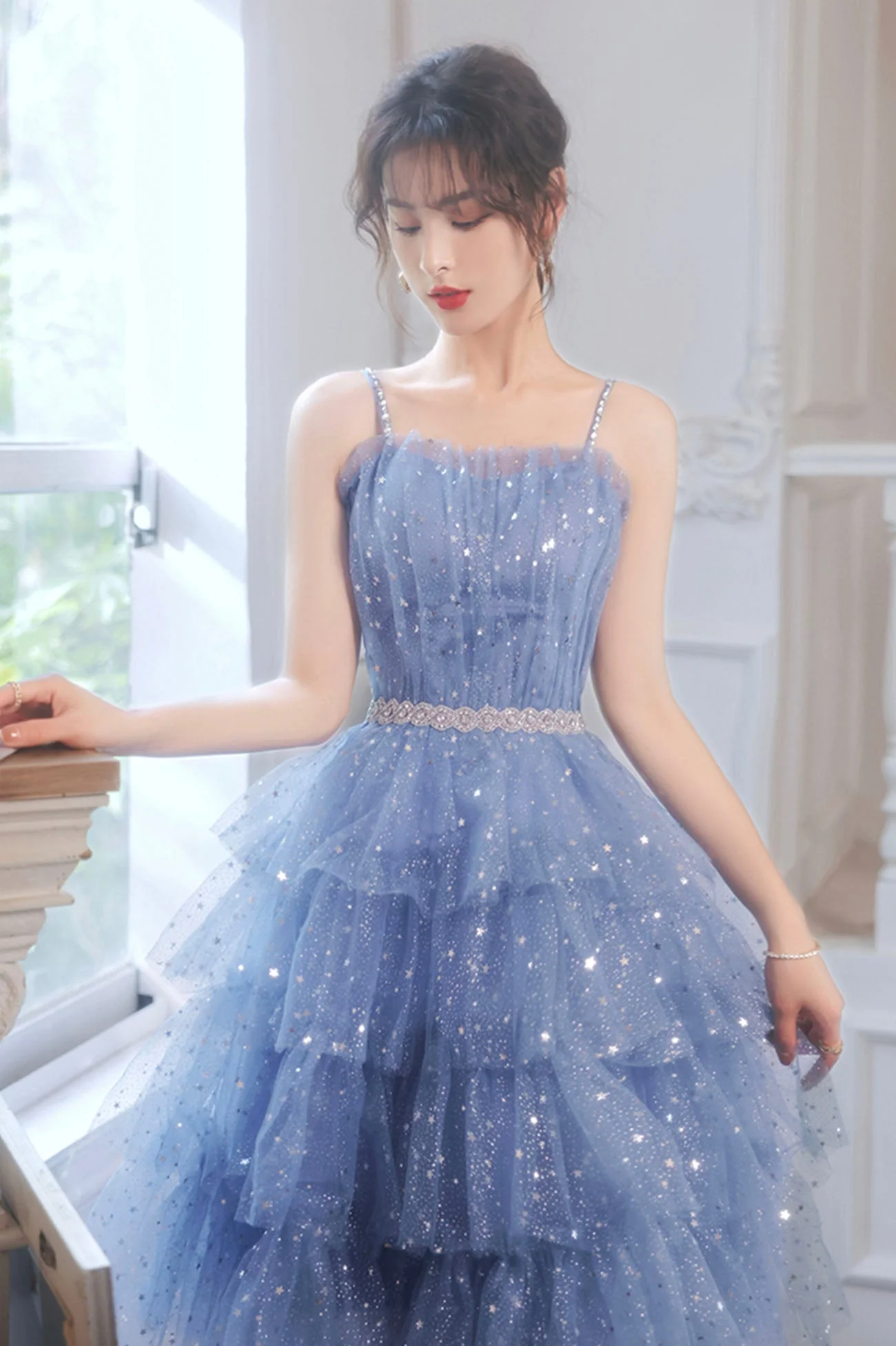 solvbao Blue Tulle Short Prom Dresses, A-Line Homecoming Party Dresses - Deanwangkt