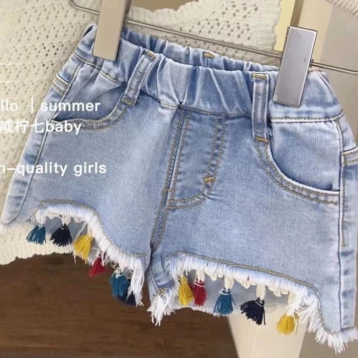 Summer Baby Girl Outfit Set New Born Baby Girl Clothes 2 Pcs Vest Pant Fashion Print Kids Denim Shorts Korea Style - Deanwangkt