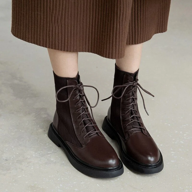 deanwangkt  fashion inspo    New Autumn/Winter Women Shoes Cow Leather Round Toe Low Heel Boots Women Casual Short Boots for Women Female Modern Boots - Deanwangkt
