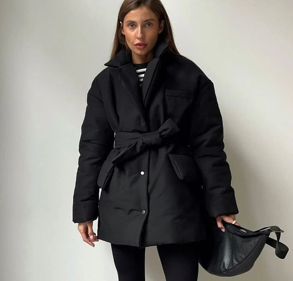 deanwangkt New Short Winter Parkas Women Warm Down Cotton Jacket  Female Casual Loose Outwear  A Belt Cotton-Padded Coat - Deanwangkt