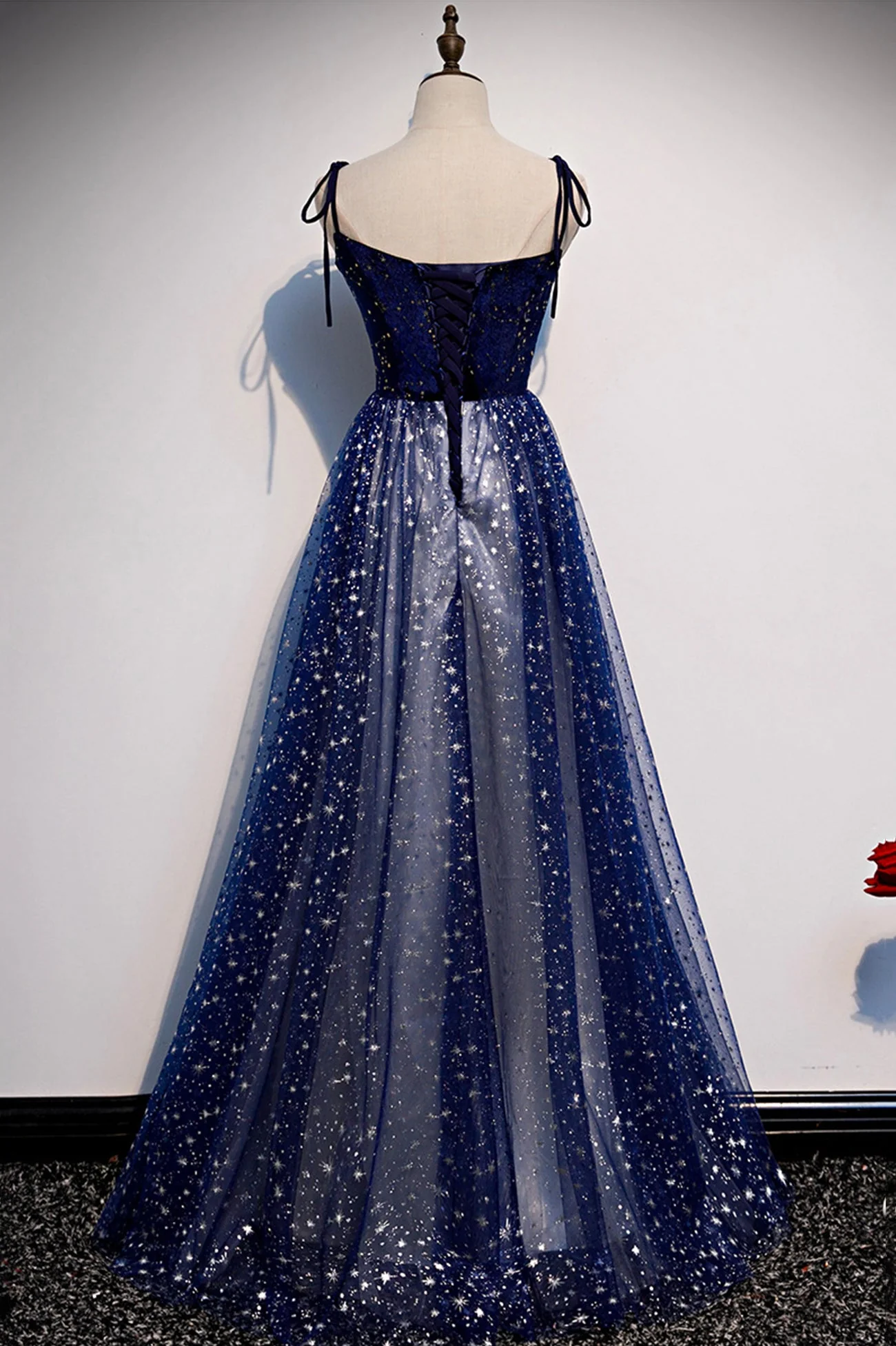 solvbao Blue Tulle Long A-Line Prom Dresses, Blue Evening Party Dresses - Deanwangkt