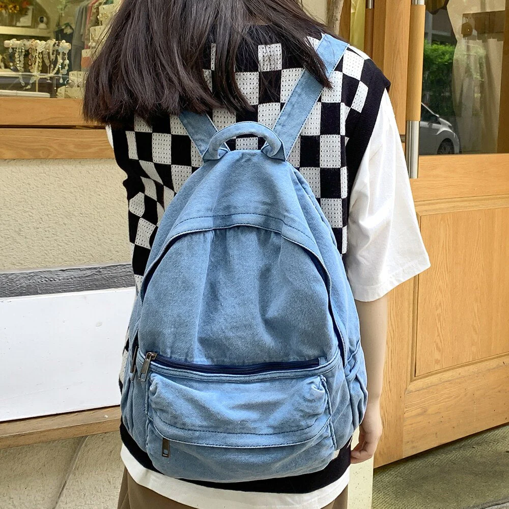 Back To School  New Female Backpack Fashion Mini Denim Backpacks Woman Students Bags Teen Girl School Bag Youth Women Rucksack Mochila - Deanwangkt