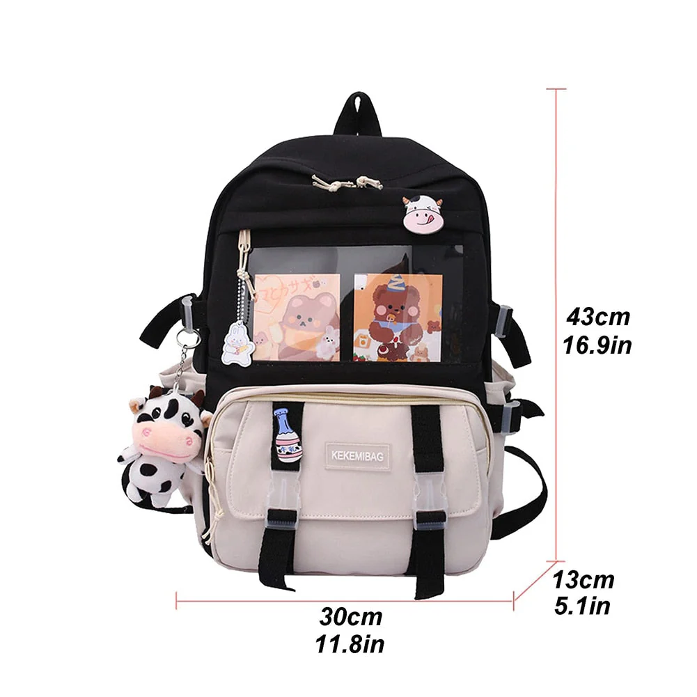 deanwangkt  Girls Aesthetic Backpack Cute School Bags For Student Teens Girls Pockets Kawaii Women Laptop Backpack Harajuku Mochila - Deanwangkt