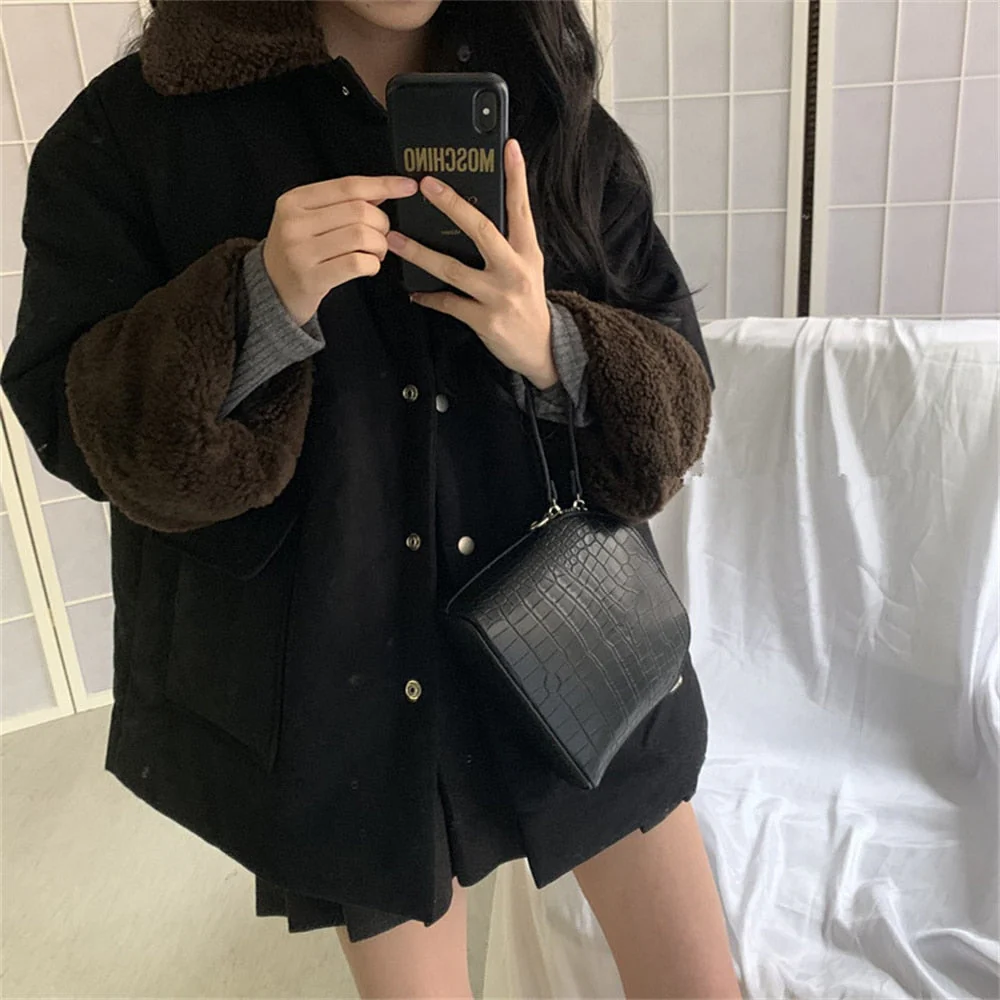 deanwangkt  Lambswool Retro Coats Fashion Thicken Elegant Warm Hot  Winter High Street New Casual All Match Loose Jackets - Deanwangkt