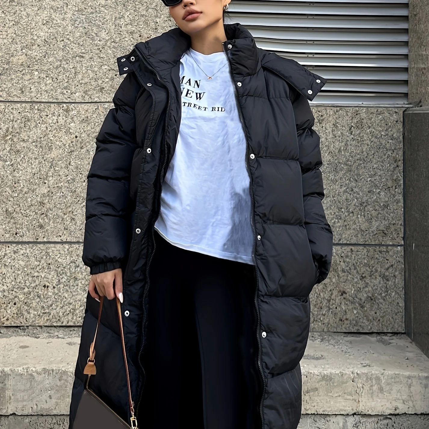 Long Length Hooded Parka, Casual Button Front Winter Warm Outerwear, Women's Clothing - Deanwangkt