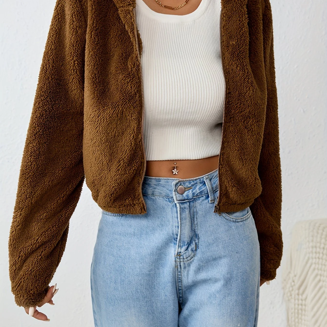 Bear Ears Hooded Fall & Winter Jacket, Elegant Solid Zip Up Long Sleeve Outerwear, Women's Clothing - Deanwangkt