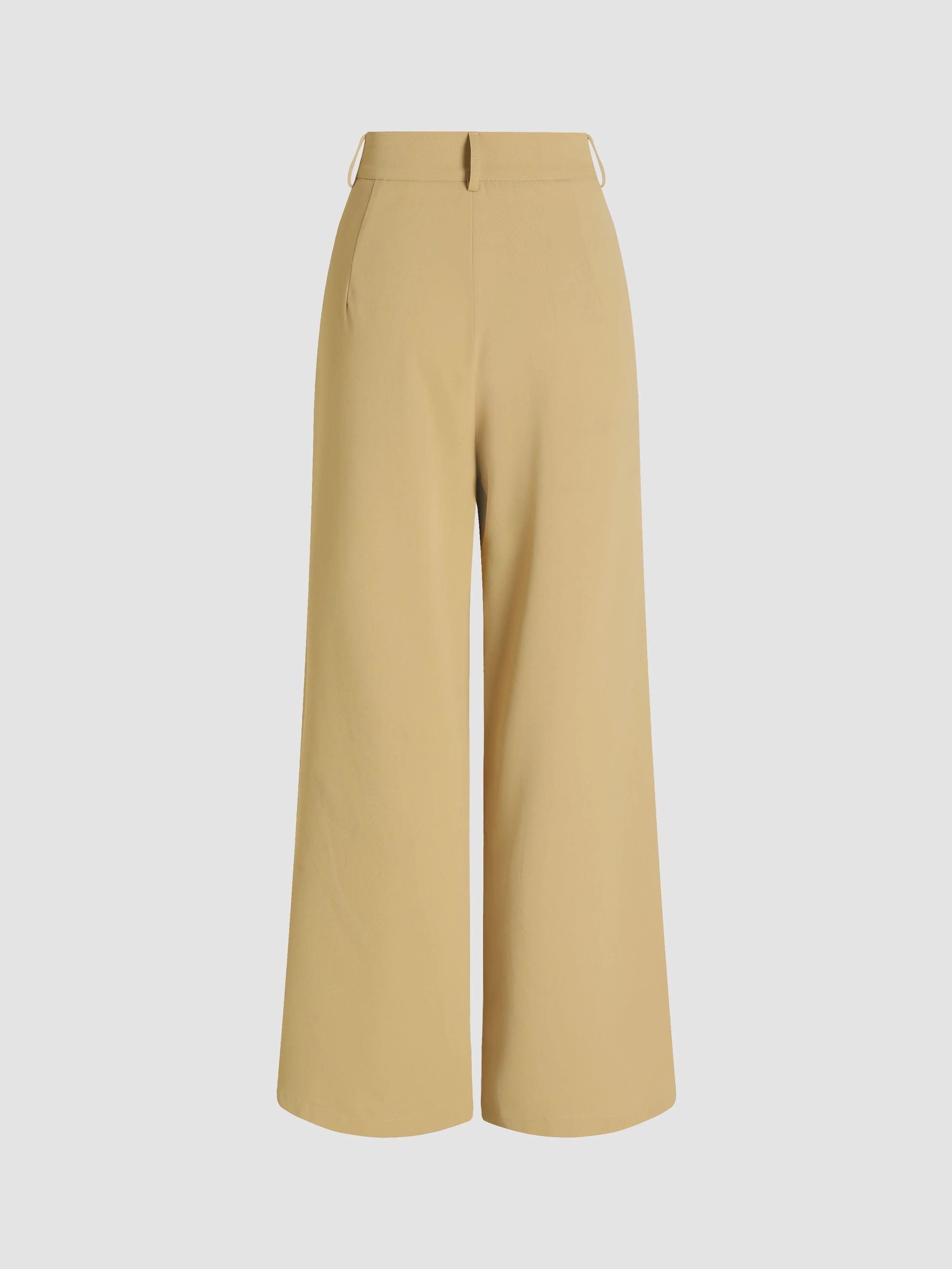 deanwangkt-1  Solid Wide Leg Pants, Elegant Button Slant Pocket Draped Pants, Women's Clothing - Deanwangkt