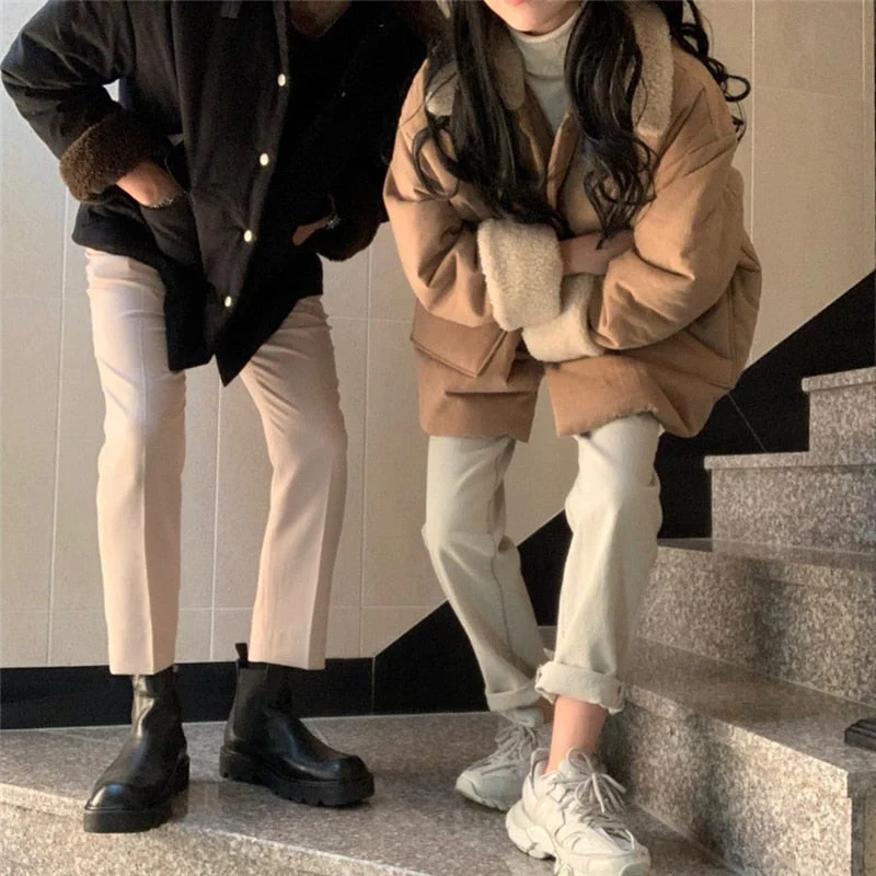 deanwangkt  Lambswool Retro Coats Fashion Thicken Elegant Warm Hot  Winter High Street New Casual All Match Loose Jackets - Deanwangkt