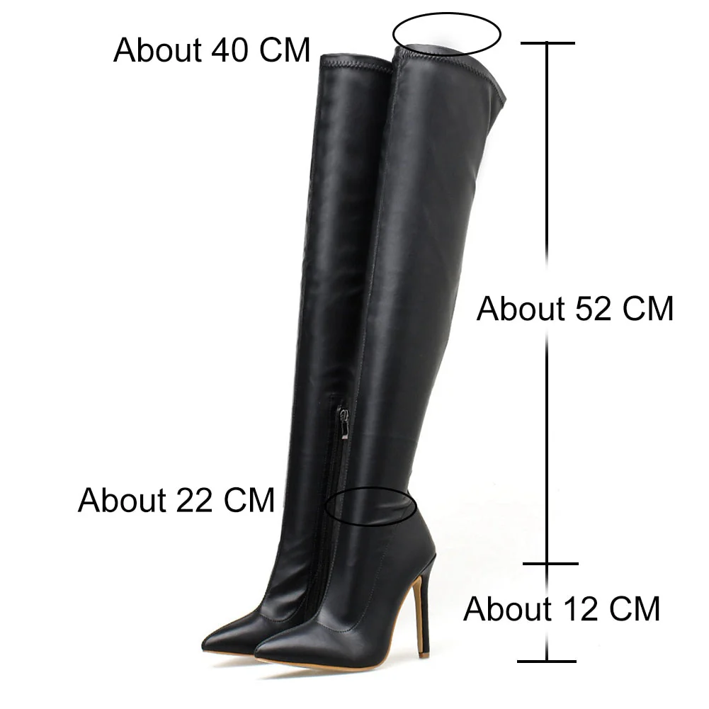 INS Hot Sale Pointed Toe Thin High Heels Over The Knee Thigh High Boots For Women Long Boots With Zipper Size 42 - Deanwangkt