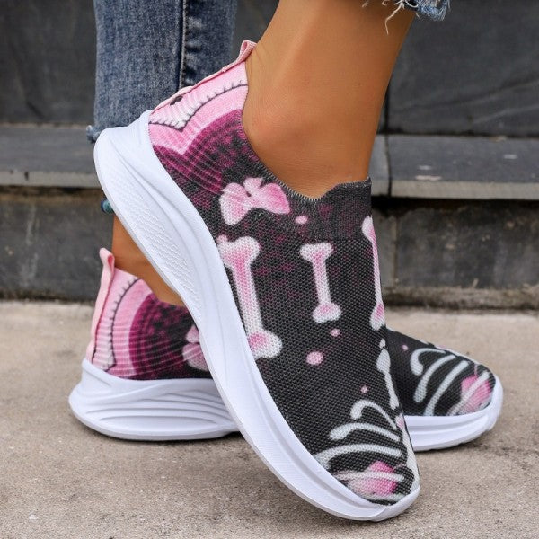deanwangkt - Purple Casual Patchwork Printing Round Comfortable Out Door Shoes - Deanwangkt