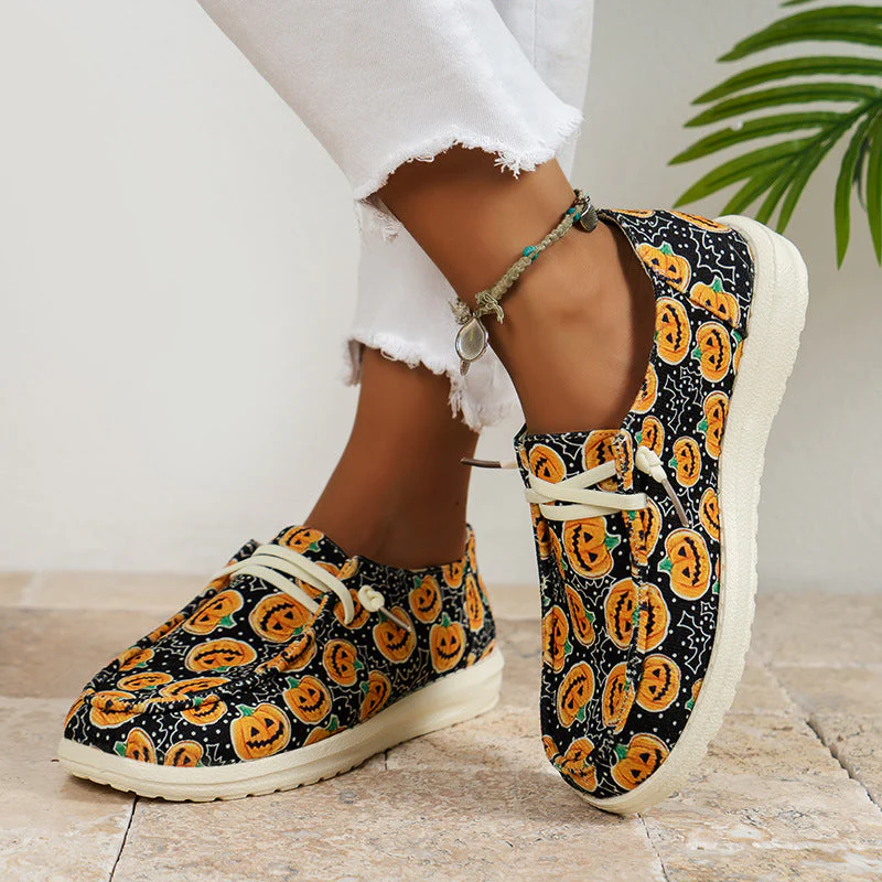 deanwangkt - Black Casual Patchwork Printing Round Comfortable Shoes - Deanwangkt