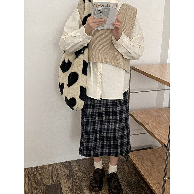 deanwangkt  Art Design Plush Bag Women  Kawaii Love Heart Print Soft Faux Fur Shoulder Bag For Women Ladies Hand Bags Shopper Tote Bag - Deanwangkt