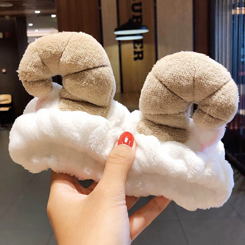Wash Face Hair Holder Hairbands Soft Warm Coral Fleece Bow Animal Ears Headband For Women Girls Turban Fashion Hair Accessories - Deanwangkt