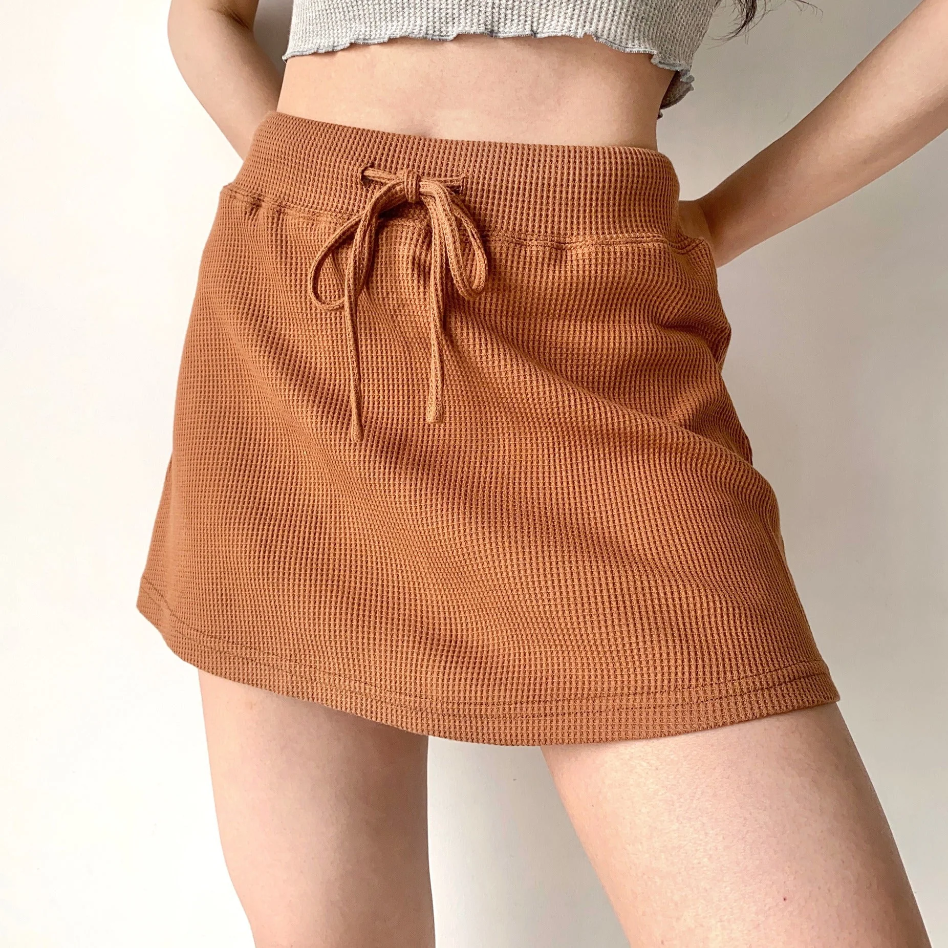 deanwangkt - Waffle Drawstring Skirt - Deanwangkt