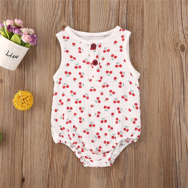 Baby Girls Romper Summer Infant Unisex Newborn Sleeveless Girls Print One-pieces Jumpsuit Baby Cotton Linen Soft Clothes Outfits - Deanwangkt