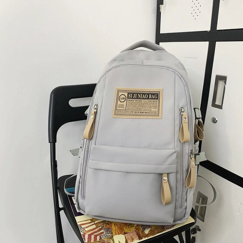 BACK TO COLLEGE   Fashion Solid Waterproof Mochila High School Large Bookbag for Boys Girls Schoolbag Women Shoulder Rucksack Black Men - Deanwangkt