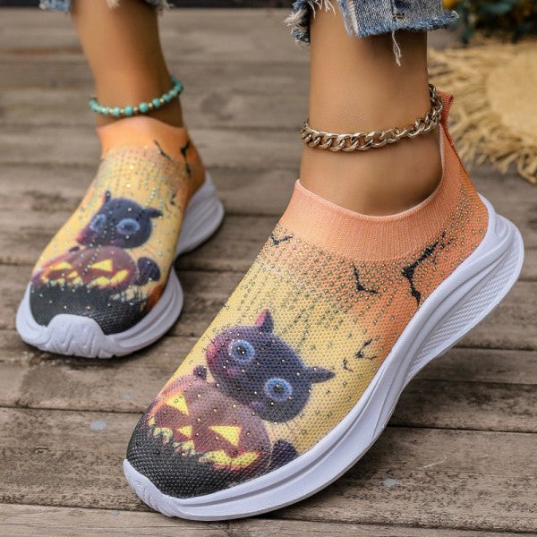 deanwangkt - Light Yellow Casual Sportswear Daily Patchwork Printing Rhinestone Round Comfortable Out Door Shoes - Deanwangkt