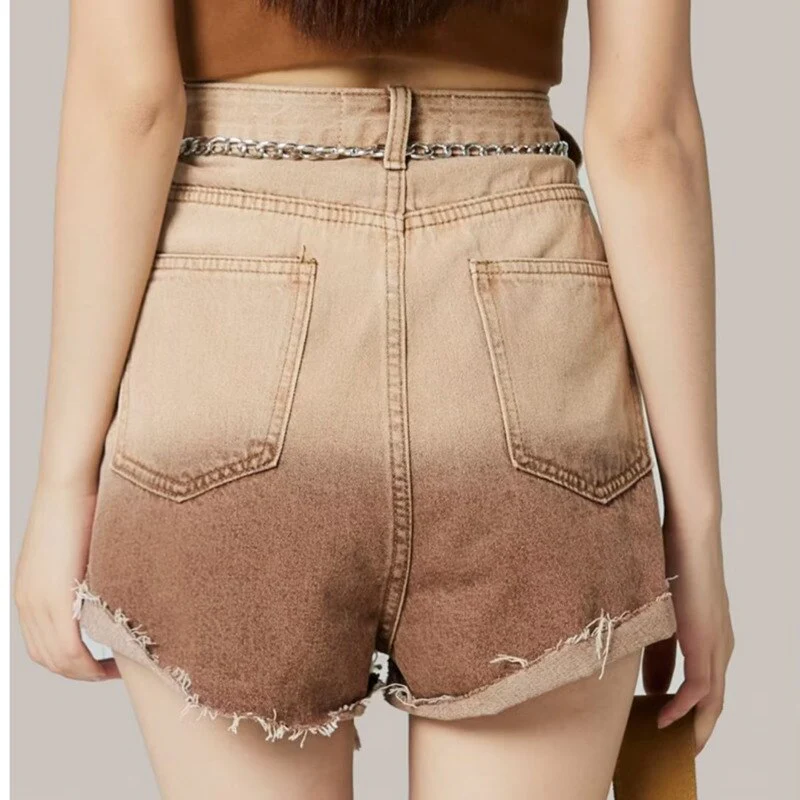 deanwangkt New Women's Thin Shorts Jeans Thin Denim Summer Versatile Water Wash Light Fashion High Waist Straight Pants - Deanwangkt