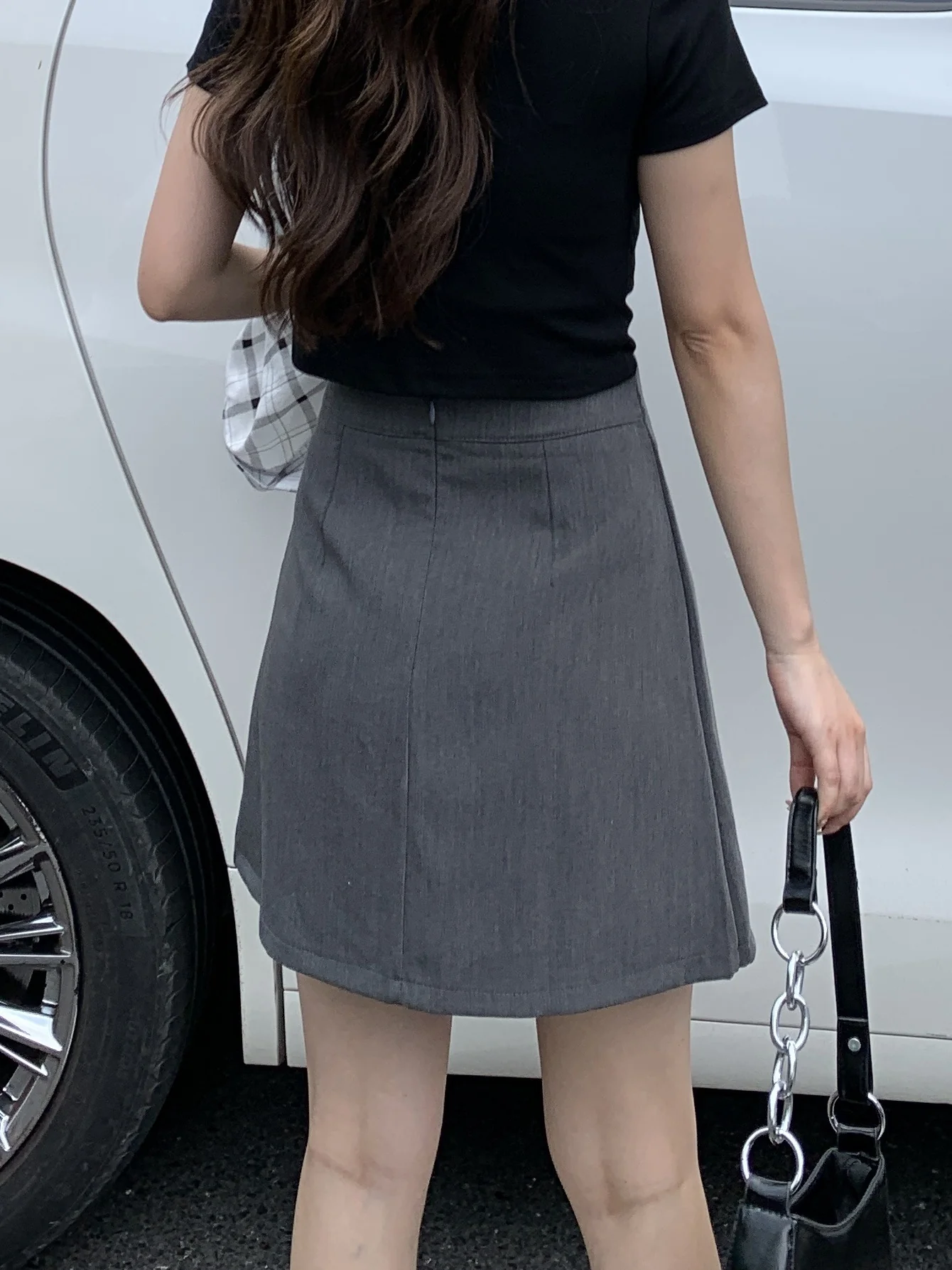 Preppy Button Front Pleated Hem Skirt, Casual Above Knee Skirt For Spring & Summer, Women's Clothing - Deanwangkt