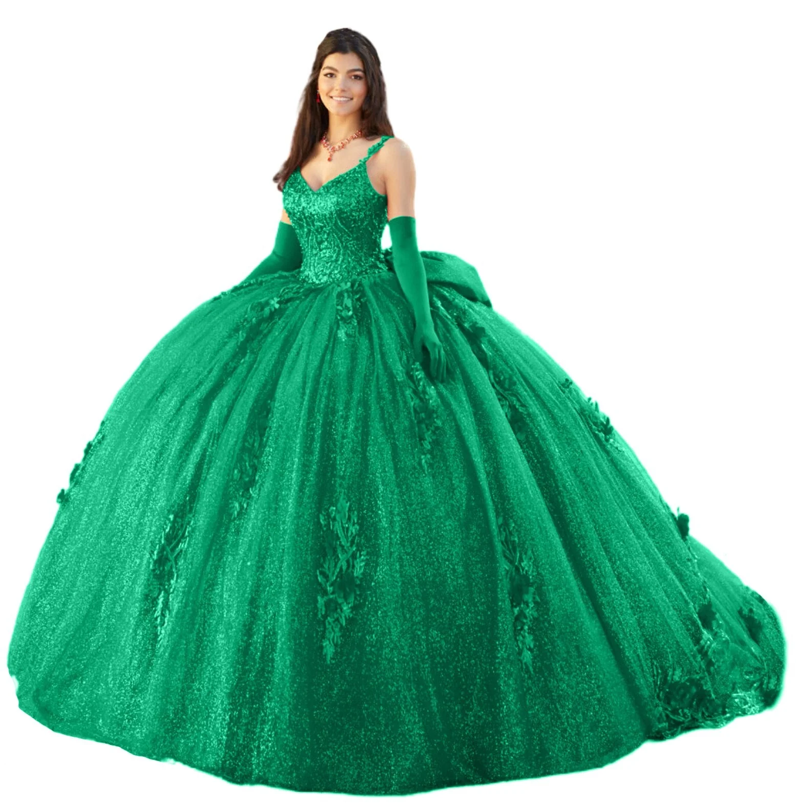 deanwangkt  Sequins Quinceanera Dresses  Sweet 15 Ball Gowns Crystal Bow Flower Lace Luxuy Girls Birthday Evening Formal Party Beaded Women - Deanwangkt