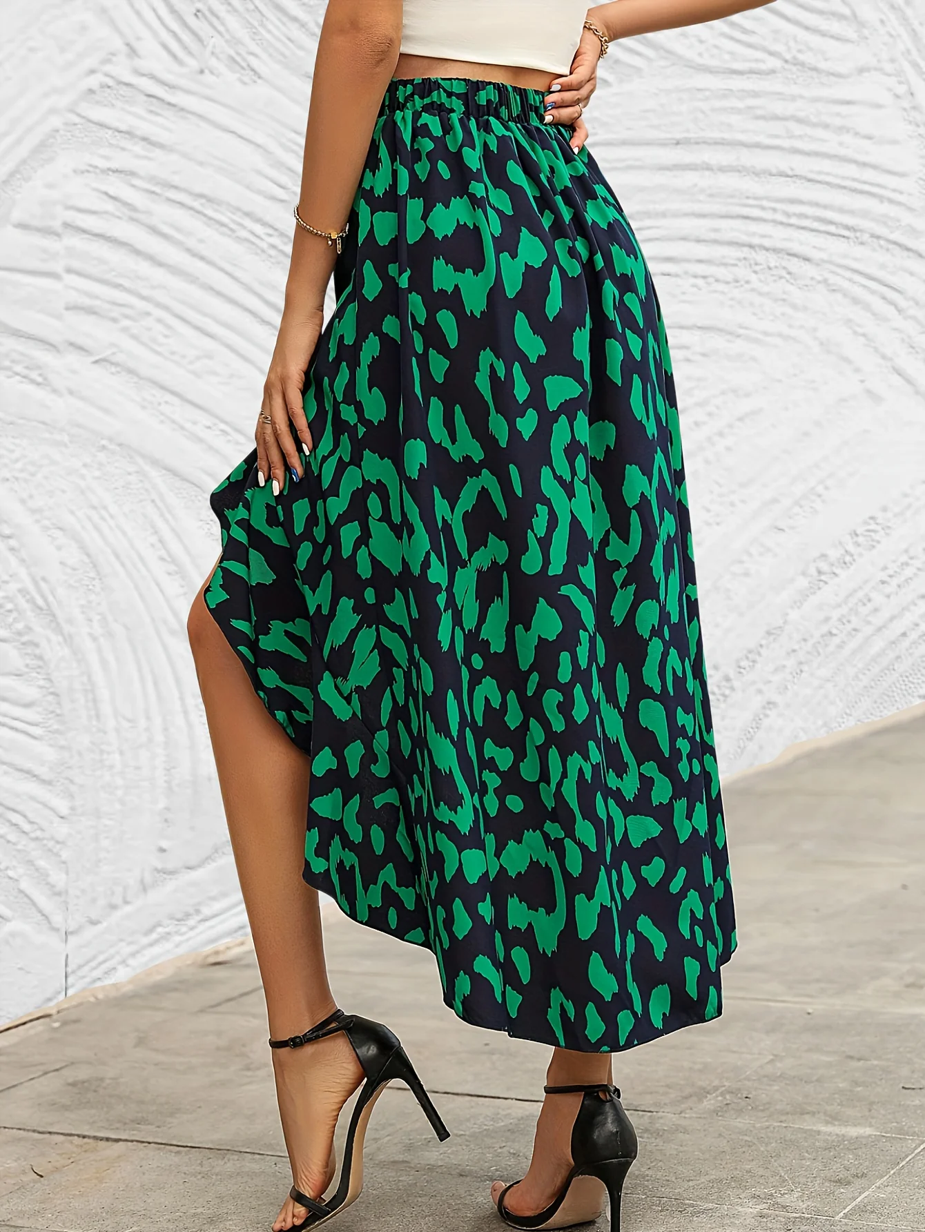 deanwangkt-1 All Over Print High Waist Skirt, Elegant Asymmetrical Hem Skirt, Women's Clothing - Deanwangkt