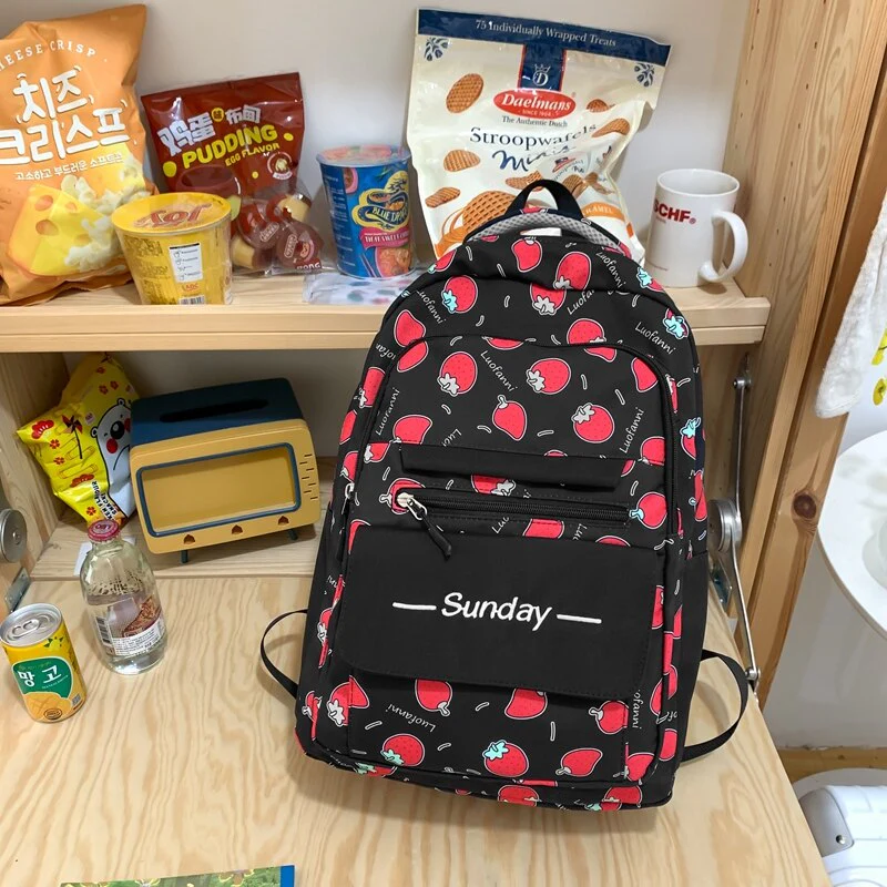 Back to school  Cute Teenager Bookbag Fashion Waterproof Women Mochila Laptop Rucksack for Girls Kawaii Fruit Print Schoolbag Backpack - Deanwangkt