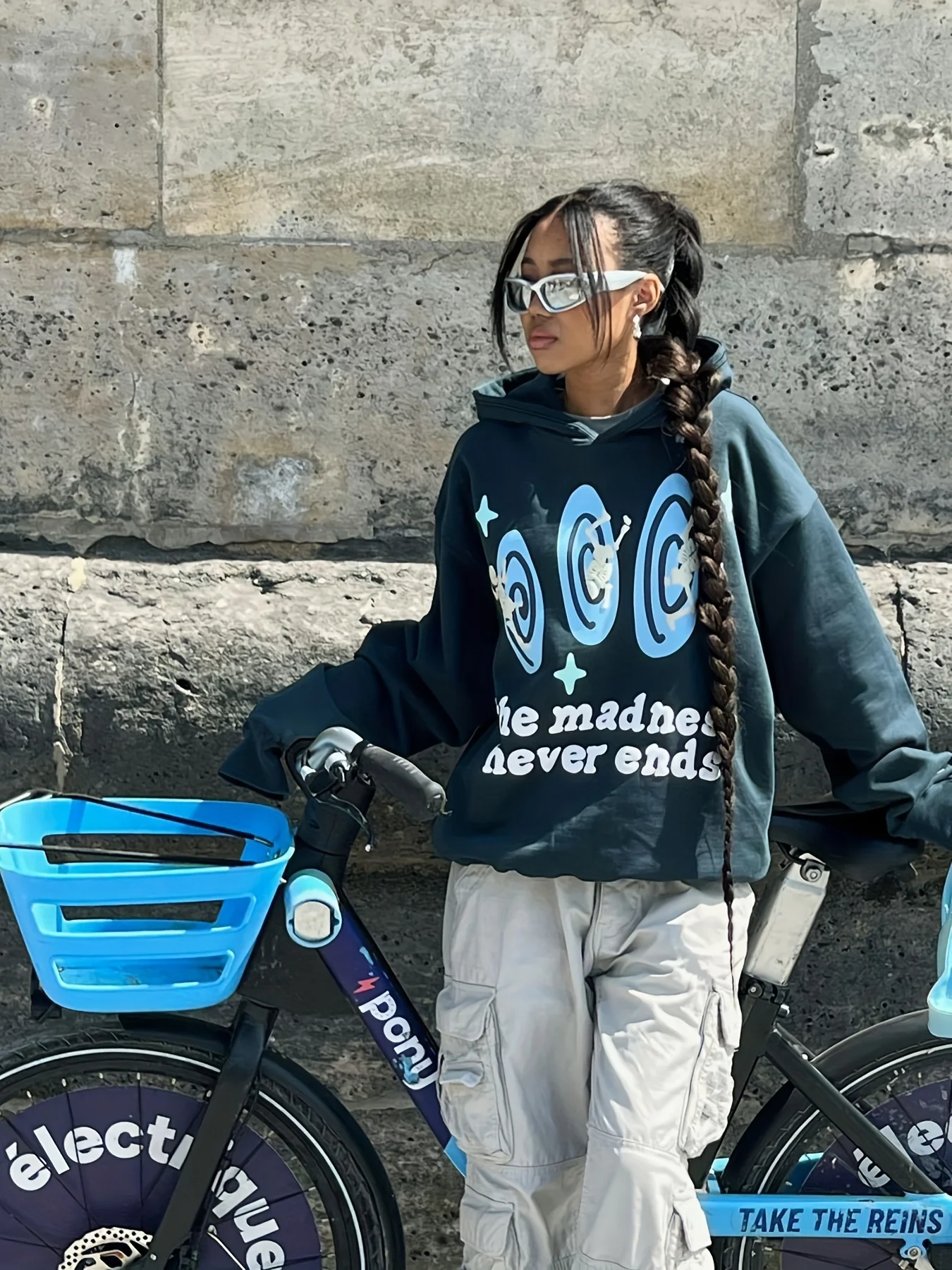 deanwangkt-1 Skull & Letter Print Loose Hoodie, Casual Long Sleeve Sweatshirt, Women's Clothing - Deanwangkt